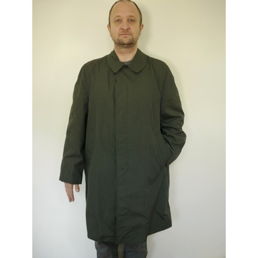 Vintage Crownwear Clarendon 2x2 Cloth Cotton Poly Black Trench Coat Men 44 Short